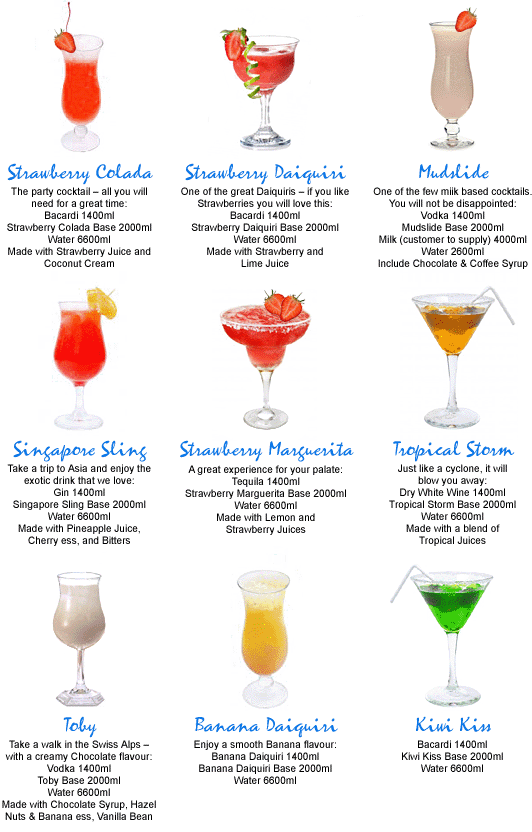 Slushie Machines & Cocktail List | Juke n Jive Party Supplies