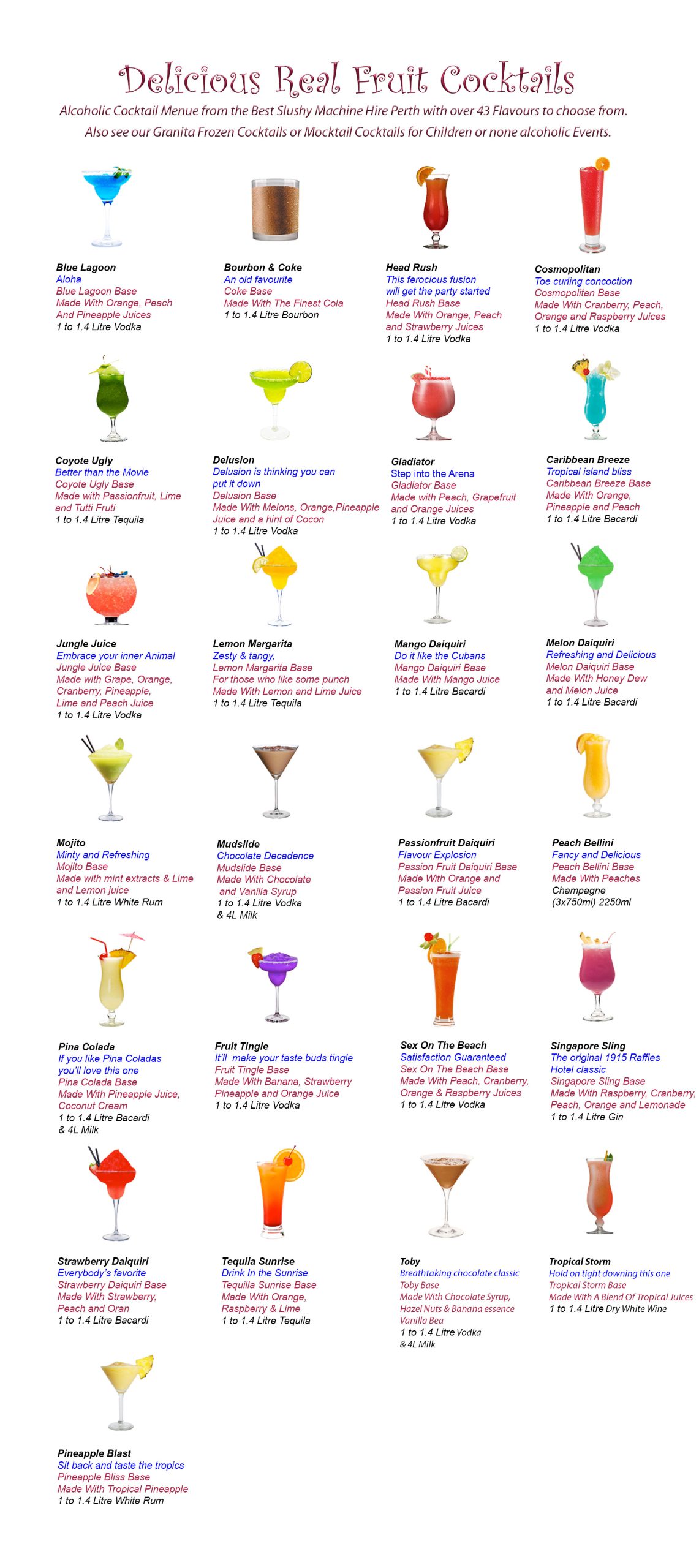 Alcoholic Cocktail Menu